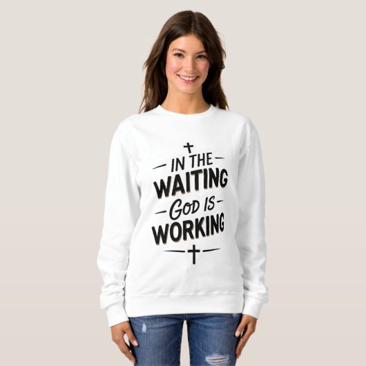 ✨ Vrouwen sweatshirt – "In de wachtende God is het (Voorkant volledig)