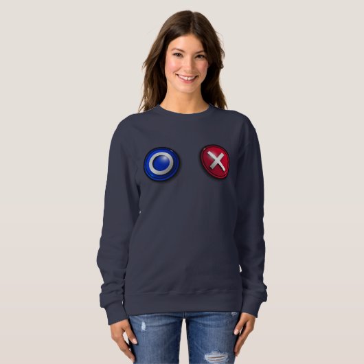 Vrouwen sweatshirt met Game Voting Buttonnen (Voorkant volledig)