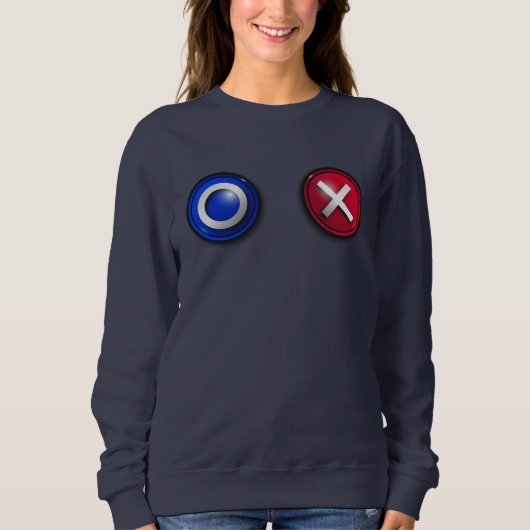 Vrouwen sweatshirt met Game Voting Buttonnen (Voorkant)