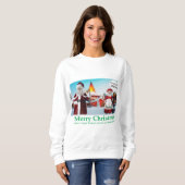 Vrouwen sweatshirt. Vrolijk kerstfeest. katten/men Trui (Voorkant volledig)