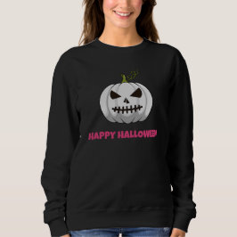 Vrouwen Sweatshirt Witte Pompoen Happy Halloween