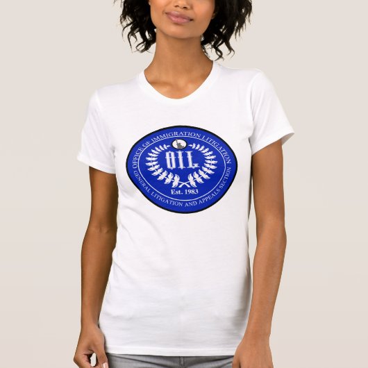 Vrouwen t-shirt - blauw logo (Voorkant)