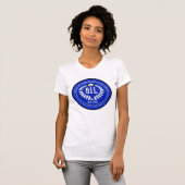 Vrouwen t-shirt - blauw logo (Voorkant volledig)