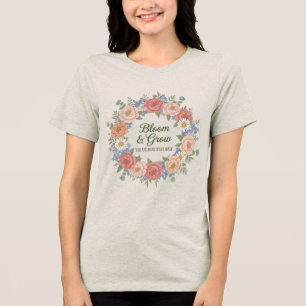 Vrouwen T-shirt Bloemen Krans "Bloom Grow" Inspira