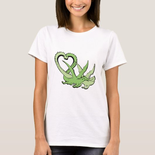 Vrouwen T-shirt draken paar staart van Hart (Voorkant)