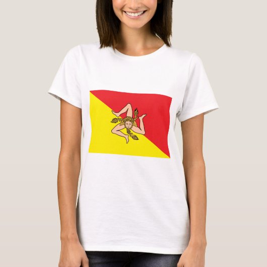 Vrouwen T Shirt met de vlag van Sicilië, Italië (Voorkant)