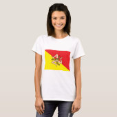 Vrouwen T Shirt met de vlag van Sicilië, Italië (Voorkant volledig)