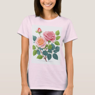 Vrouwen T-shirt met een paar roze rozen
