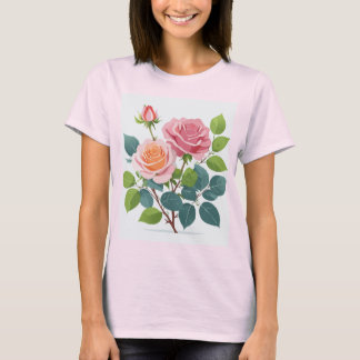 Vrouwen T-shirt met een paar roze rozen