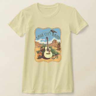Vrouwen t-shirt met een Sage City band ontwerp.