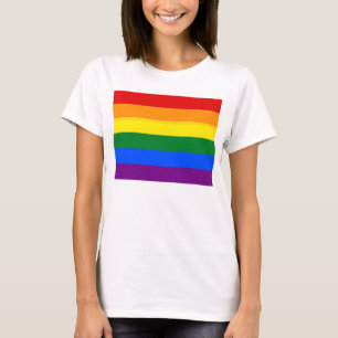 Vrouwen T Shirt met LGBT Regenboog Vlag