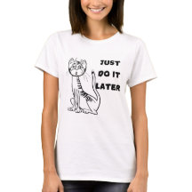 Vrouwen T-shirt met luie kat