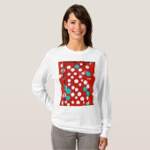 Vrouwen T-shirt met rood folka design (Voorkant volledig)