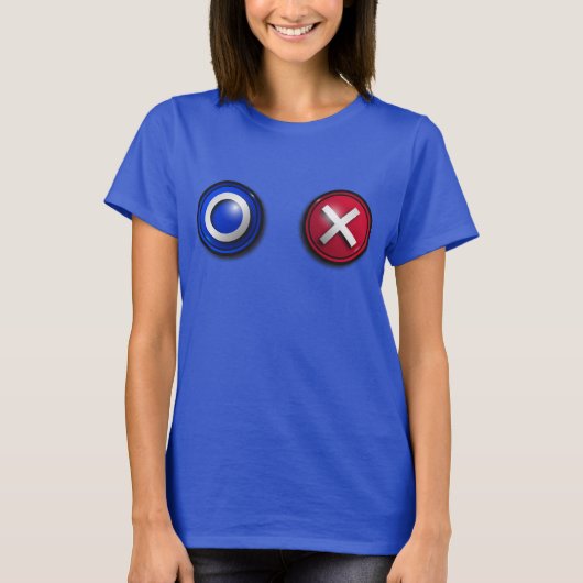 Vrouwen T-shirt met spel stemmen Buttonnen (Voorkant)