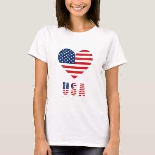 Vrouwen T-shirt met USA Flag Heart Design