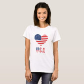Vrouwen T-shirt met USA Flag Heart Design (Voorkant volledig)