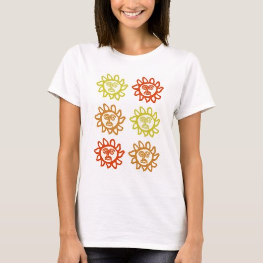 Vrouwen T-shirt met vet gezicht Sun Design (Voorkant)