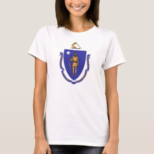 Vrouwen T Shirt met vlag van de staat Massachusett