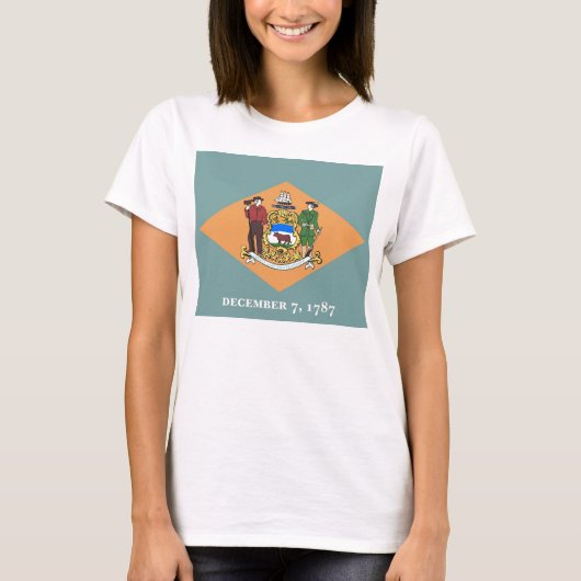 Vrouwen T Shirt met vlag van Delaware State (Voorkant)