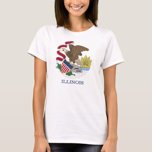 Vrouwen T-Shirt met vlag van Illinois (Voorkant)