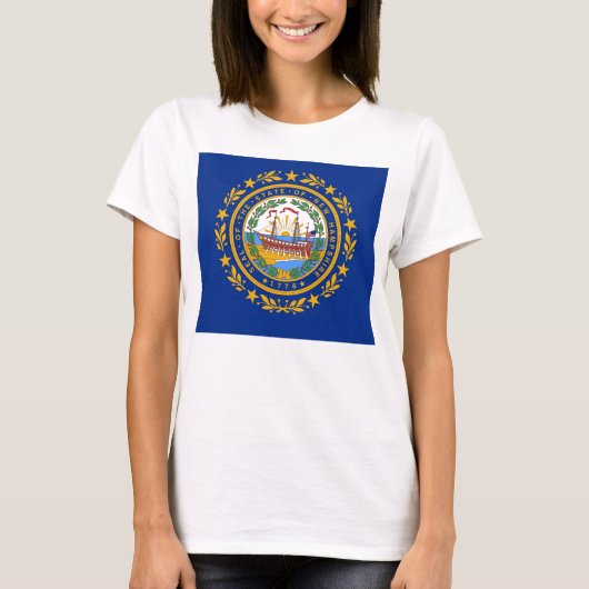 Vrouwen T Shirt met vlag van New Hampshire State (Voorkant)