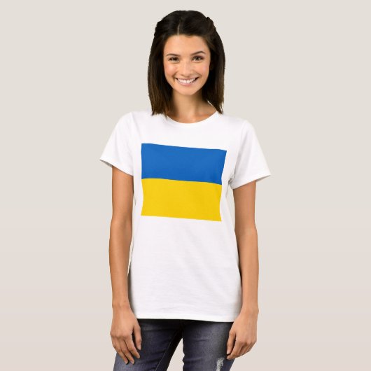 Vrouwen T-Shirt met vlag van Oekraïne (Voorkant volledig)
