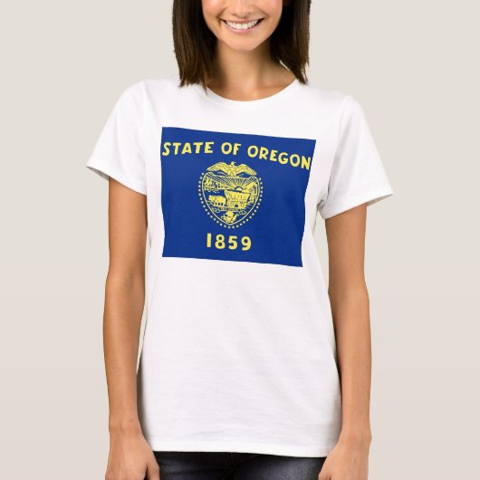 Vrouwen T Shirt met Vlag van Oregon State (Voorkant)