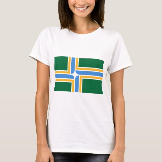 Vrouwen T Shirt met vlag van Portland, Oregon (Voorkant)