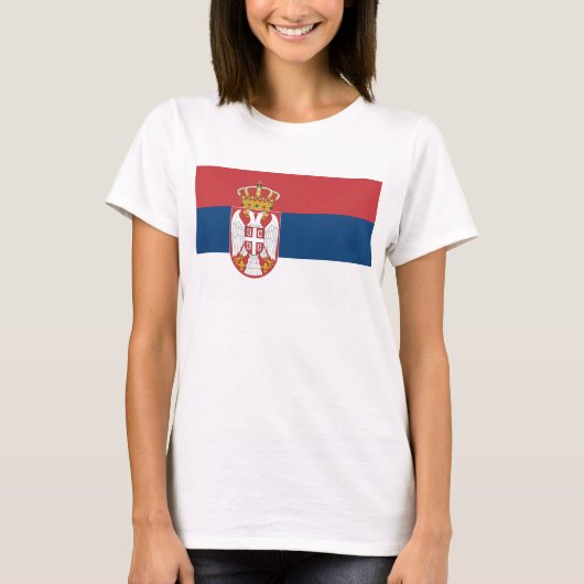 Vrouwen T-Shirt met vlag van Servië (Voorkant)