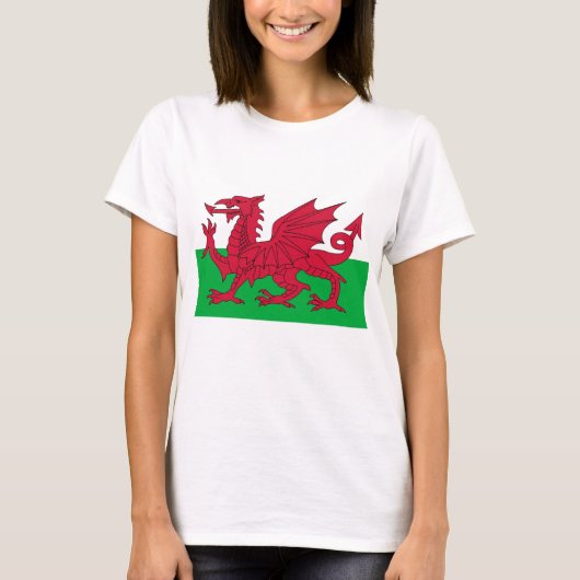 Vrouwen T Shirt met vlag van Wales (Voorkant)