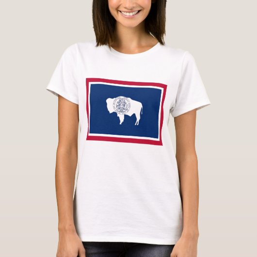 Vrouwen T Shirt met vlag van Wyoming State (Voorkant)