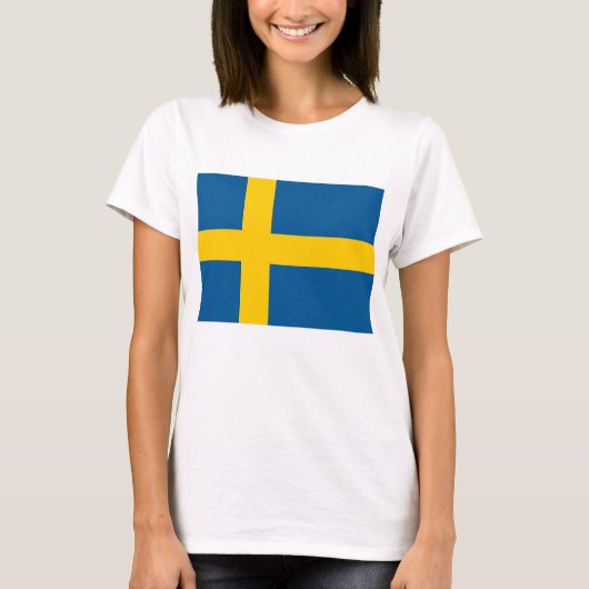 Vrouwen T Shirt met Vlag van Zweden (Voorkant)