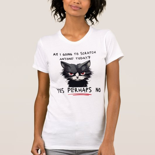 Vrouwen T-shirt met zwarte kat (Voorkant)