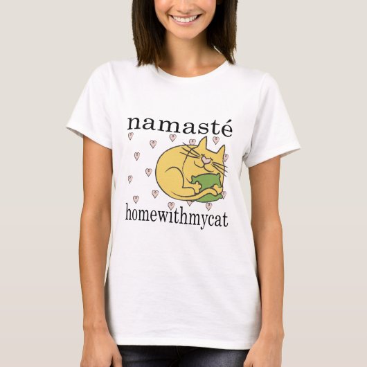 Vrouwen T-shirt Namaste Thuis Met KAT Roze Harten (Voorkant)