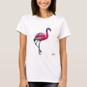 Vrouwen T-shirt van een abstracte flamingo (Voorkant)