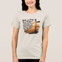 Vrouwen T-shirt Wakker worden, Bidden, Lees het Wo