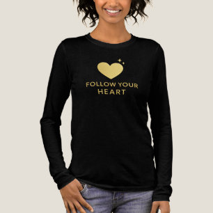 Vrouwen T-shirt Zwart T-shirt Gouden T-shirt Volg