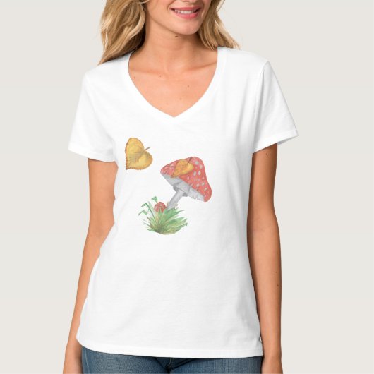 Vrouwen T-shirts Charmante herfst paddenstoel in w (Voorkant)
