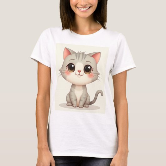 Vrouwen T-shirts (een schattige kat) (Voorkant)