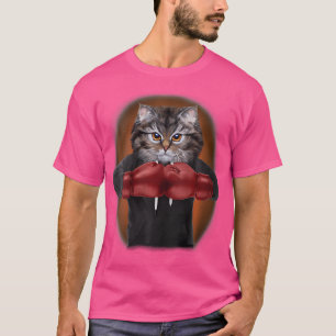 Vrouwen Tabby Cat als bokskampioen in bokshandscho T-shirt