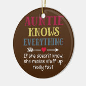 Vrouwen tante weet alles als ze dat niet doet keramisch ornament (Links)