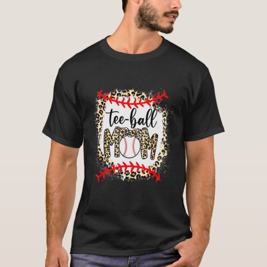 Vrouwen Teeball mama Leopard Ball Moederdag T-shirt (Voorkant)