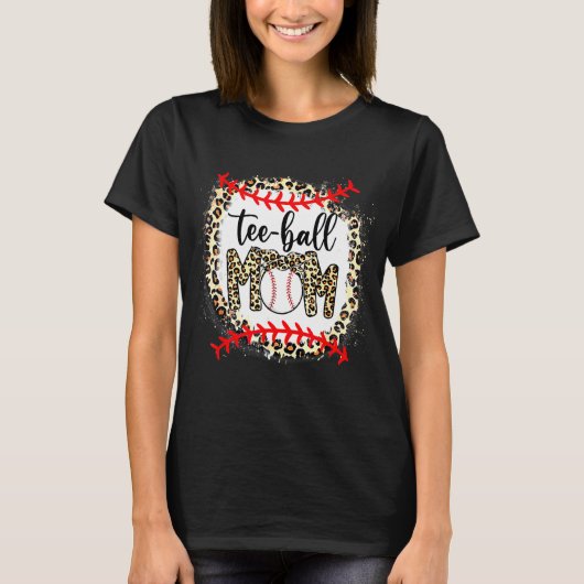 Vrouwen Teeball mama Leopard Ball Moederdag T-shirt (Voorkant)