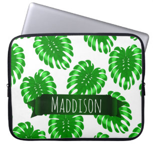 Vrouwen Teen Girls Green Tropical Leaf, speciaal g Laptop Sleeve