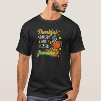 Vrouwen Thankful Grateful Blessed Grandma Autumn F T-shirt