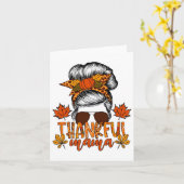 Vrouwen Thanksgiving Messy Bun Hair Herfst Mama Kaart (Gele Bloem)