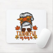 Vrouwen Thanksgiving Messy Bun Hair Herfst Mama Muismat (Met muis)