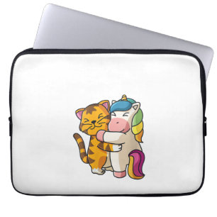 Vrouwen Tijger en Eenhoorn Schattigee Zoo Dieren K Laptop Sleeve