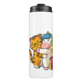 Vrouwen Tijger en Eenhoorn Schattigee Zoo Dieren K Thermosbeker (Voorkant)