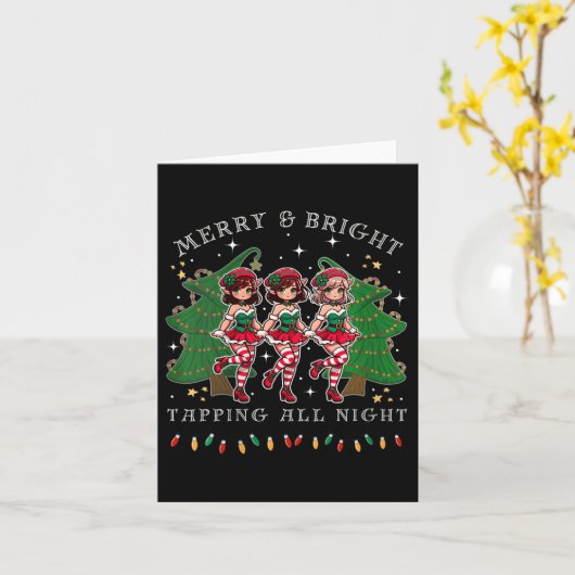 Vrouwen tikken op dans en zijn vrolijk kerst elf d kaart (Gele Bloem)